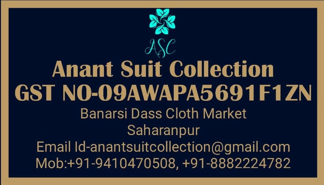 Visiting card store images of Anant Suit Collection 