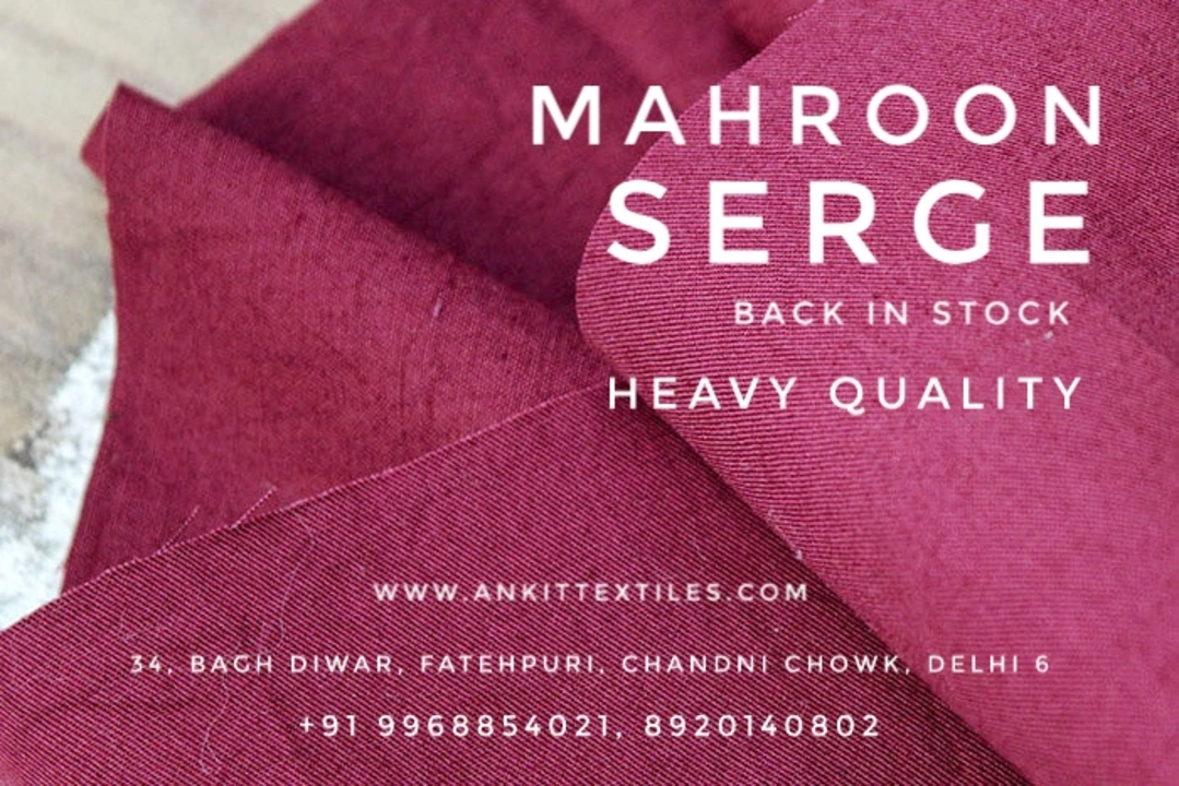 Mahroon serge Suiting  uploaded by Ankit Textiles on 11/4/2022