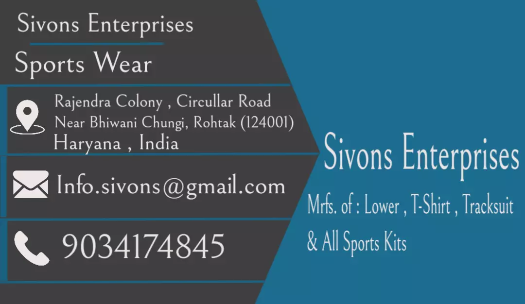 Visiting card store images of Sivons Enterprises ☎️ 📞