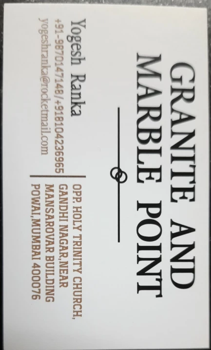 Visiting card store images of Granite and Marble point 
