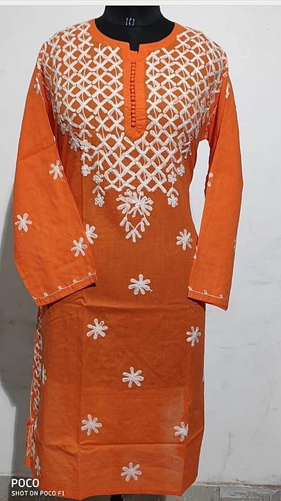Cotton colored Kurti with lucknowi work  uploaded by business on 5/8/2020