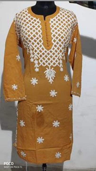 Cotton colored Kurti with lucknowi work  uploaded by Kaushiky Creations  on 5/8/2020