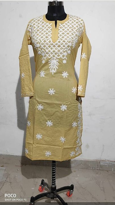 Cotton colored Kurti with lucknowi work  uploaded by Kaushiky Creations  on 5/8/2020