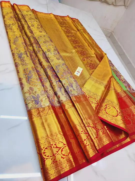 Kanchipuram handloom made bridal sarees Tissue korvai 3d color design collections with silk mark uploaded by Silk sarees on 11/5/2022