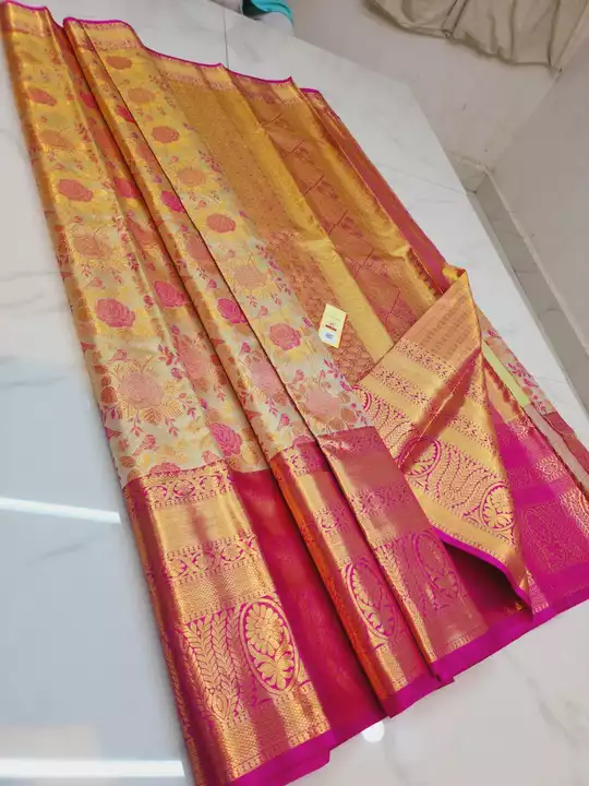 Kanchipuram handloom made bridal sarees Tissue korvai 3d color design collections with silk mark uploaded by Silk sarees on 11/5/2022