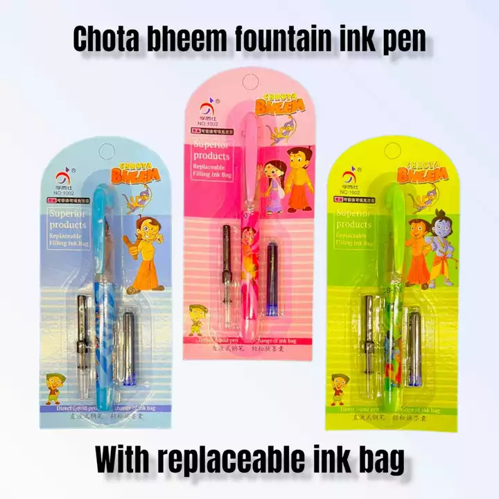 Chota Bheem fountain ink pen with replaceable ink bag and cartridges  uploaded by Sha kantilal jayantilal on 11/5/2022