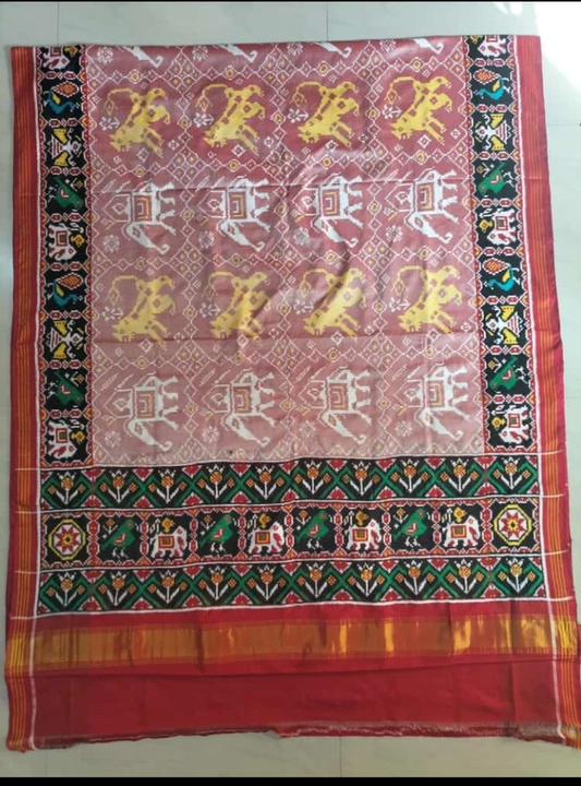 Post image Double ikkat Patan patola pure silk material totally hand weaving.