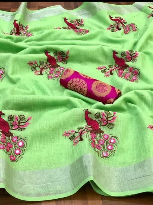Latest Chanderi Cotton Saree With Embroidery  Work and Jacquard Blouse uploaded by business on 11/6/2022