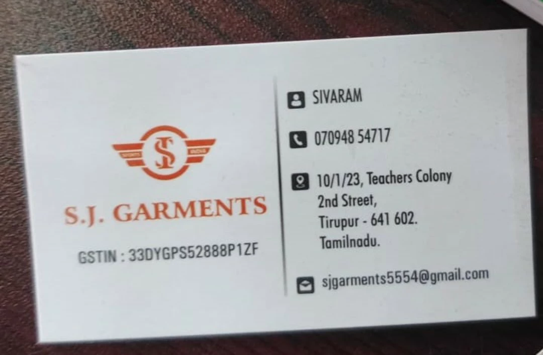 Visiting card store images of SIVA APPAREL AND CLOTHES 