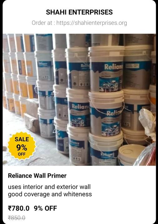 Reliance wall primer  uploaded by Shahi enterprises on 11/6/2022