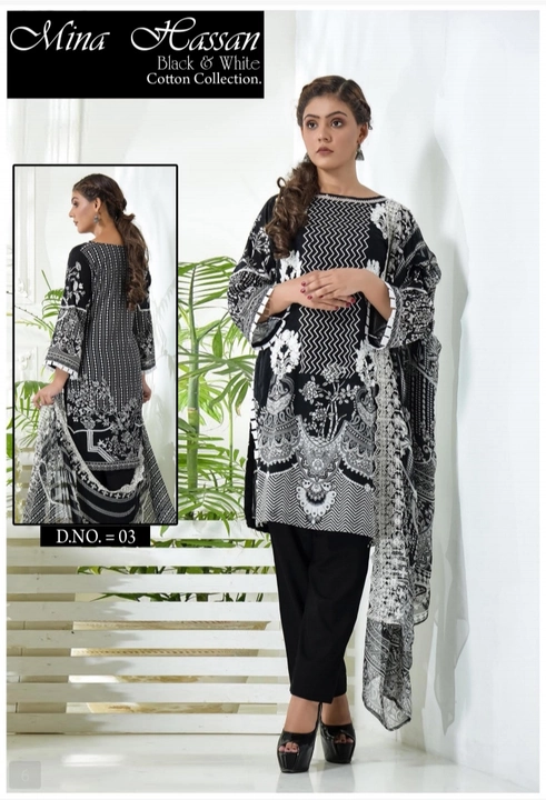 Meena Hassan black and white uploaded by Salma textile  on 11/6/2022