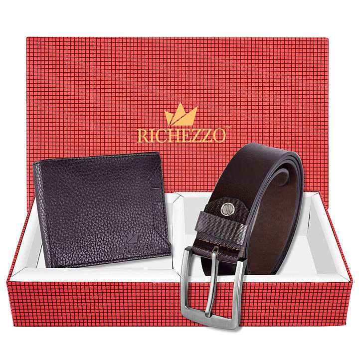 Richezzo Genuine Leather Belt & Wallet Gift Pack for mens uploaded by business on 1/16/2021