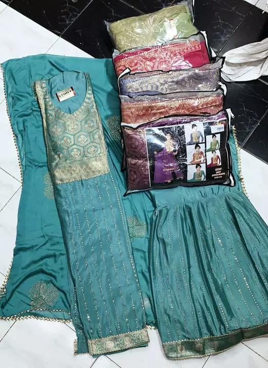 Party wear sharara, sharara stitch, Top unstitched, with dupatta, uploaded by business on 11/7/2022