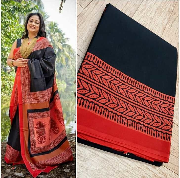 Bagru Cotton Mul Mul Saree uploaded by Rajasthani Textiles on 1/16/2021