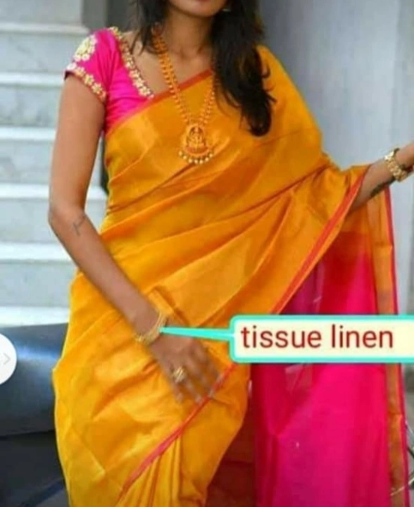 Tissue linen saree uploaded by WeaveMe India on 11/7/2022