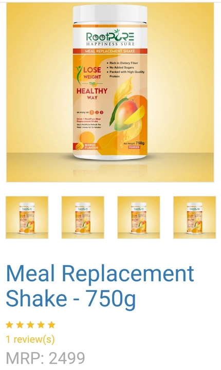Meal replacement shake uploaded by ROOTPURE on 11/8/2022