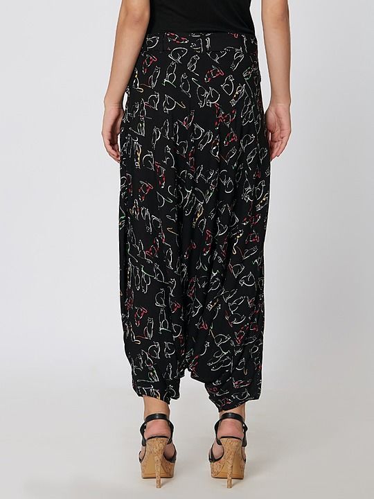 Kitty Cat Printed Black Harem Pant With Tie Knot Belt uploaded by Tapi Tex on 1/17/2021