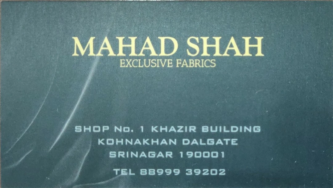 Visiting card store images of Mahad Shah