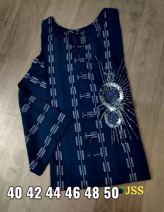 JSS KURTIS
Premium cotton embroidery work kurti

Size 42 44 46 48 50 52
Size Mention on pic
Kurti Le uploaded by business on 11/9/2022