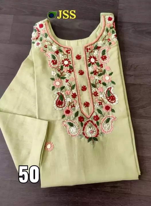 JSS KURTIS
Premium cotton embroidery work kurti

Size 42 44 46 48 50 52
Size Mention on pic
Kurti Le uploaded by business on 11/9/2022