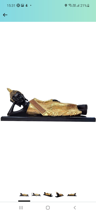 Polyresin decorative resting buddha showpiece with wooden base  uploaded by The Urban Kraft on 11/9/2022