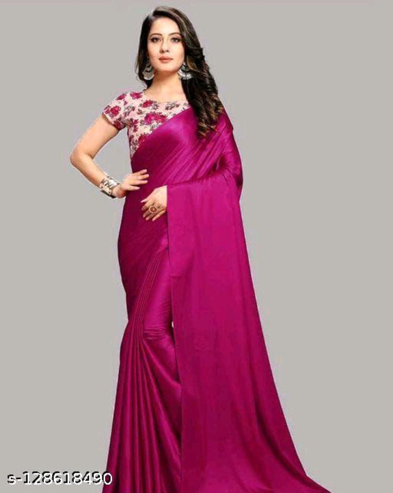 Satin saree with digital blouse pink uploaded by H.S.Fashion on 11/9/2022