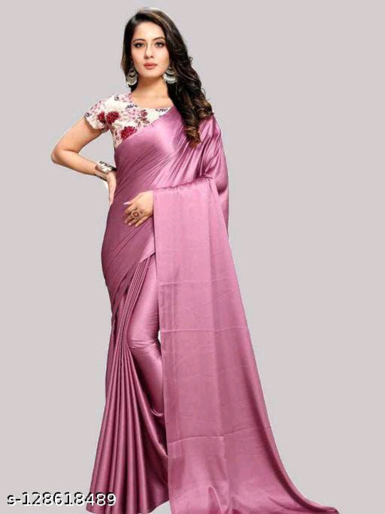Satin saree with digital blouse babypink uploaded by H.S.Fashion on 11/9/2022