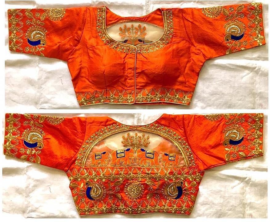 Post image *Design 🐘🐘🐘🐘*

Blouse material. Heavy Malbari Silk 
Blouse Has Thread Jari And Hevy Handwork 
FULL STON AVAILABLE 
38+Margin Available 
Long Sleeve And Front Open Pattern 

✅100% PRIMIUM QVALITY 

*Blouse price 750/-rs*

🔴BEWEAR LOW QUALITY  IN MARKET