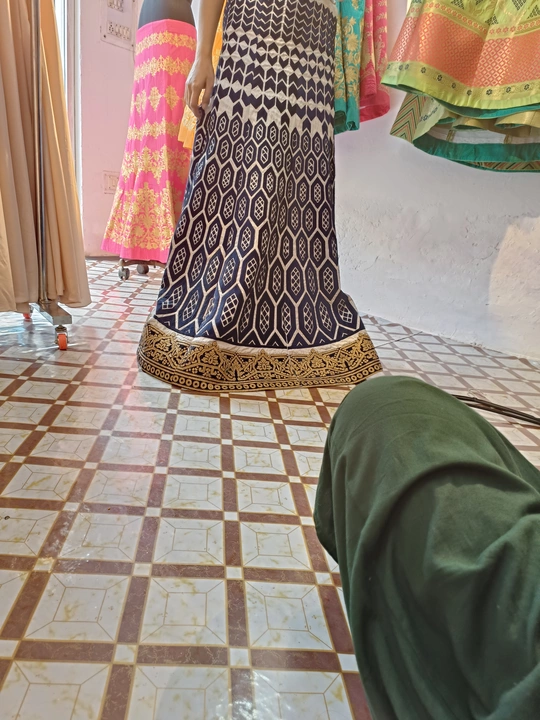 Lahnga choli silk fabric net ka dupatta golden border wholesale price  uploaded by Ayaan collection on 11/10/2022