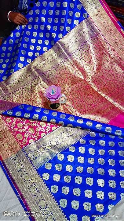 👉🏻
Pure katan silk benarasi.
🌿 with blouse pcs.
 uploaded by Saree on 1/17/2021