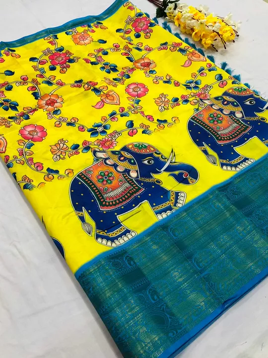 Soft silk kalamkari print sarees uploaded by Suyukti fab on 11/11/2022