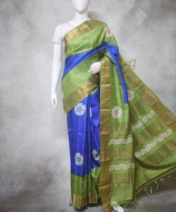 Zari Border Tussar with Block Print  uploaded by Arshi Boutique on 11/11/2022