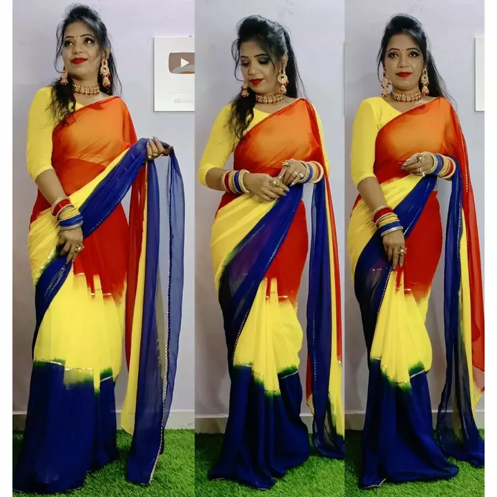 Beautiful 3 Colour saree  uploaded by business on 11/12/2022