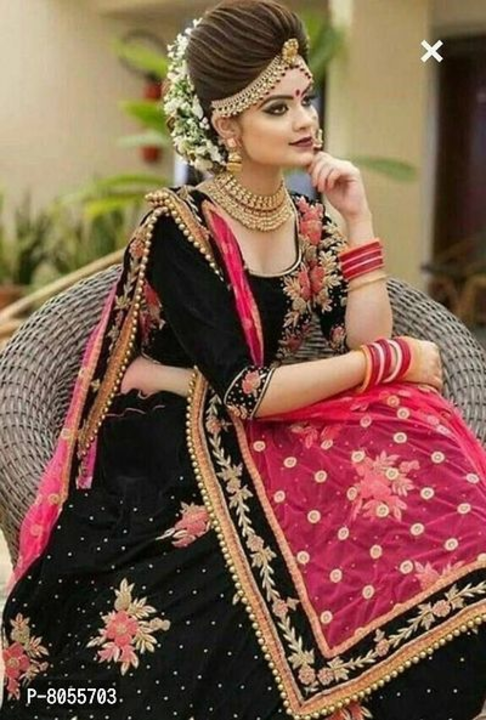 celebrity designer velvet bridal lehenga choli uploaded by jai maa karni collection on 11/12/2022