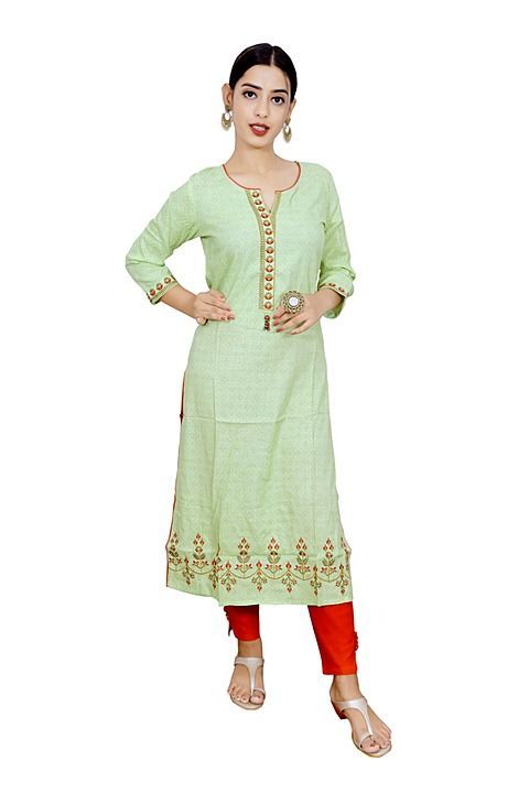 SHIVI LIGHT GREEN EMBROIDERY KURTI uploaded by business on 1/18/2021