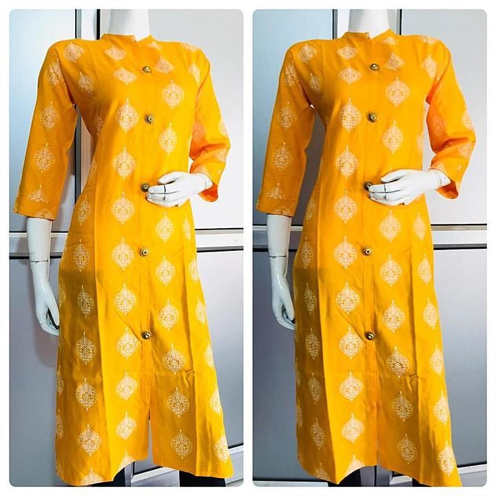 140gsm Rayon Hand Printed Kurtie uploaded by Sarees and Kurties on 1/18/2021