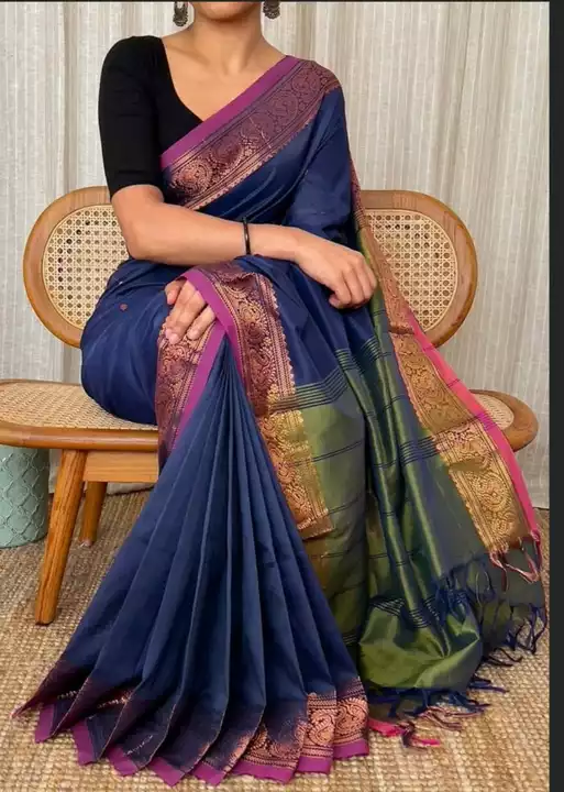 Two tone pure cotton saree with blouse piece  uploaded by business on 11/13/2022