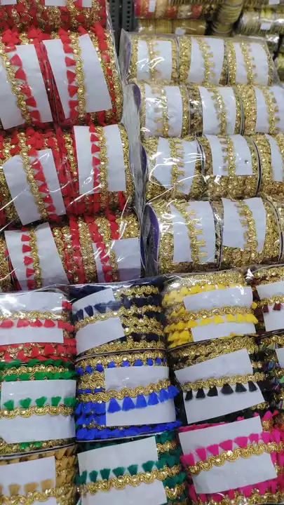 Post image This is a jhalar lace with length of 16 meter 
It is available in all colour contact me on WhatsApp
8544320219