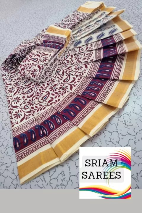 🌹 *PRINTED WORK Kerala COTTON SAREES* uploaded by Sriam Sarees on 11/13/2022