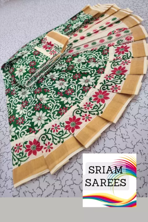 🌹 *PRINTED WORK Kerala COTTON SAREES*

 uploaded by Sriam Sarees on 11/13/2022