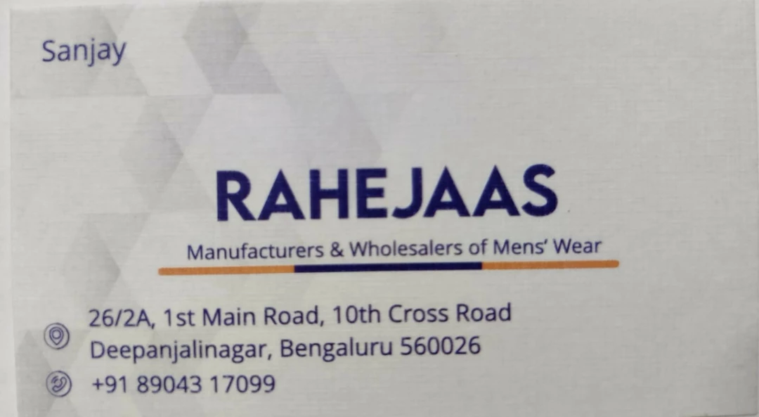 Visiting card store images of RAHEJAAS