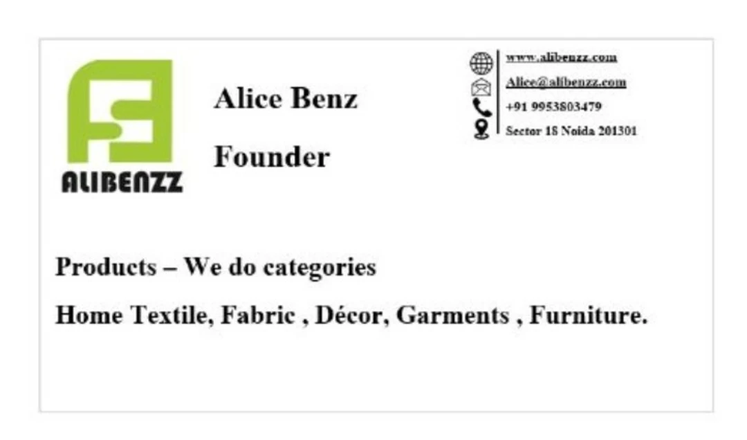 Visiting card store images of Alibenzz