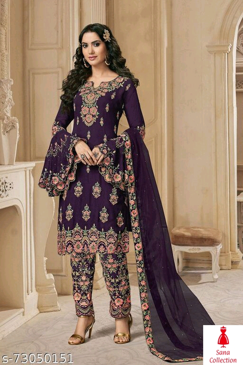 Semi-Stitched Suits 
Name: Semi-Stitched Suits 
Top Fabric: Georgette
Lining Fabric: Shantoon
Bottom uploaded by business on 11/13/2022
