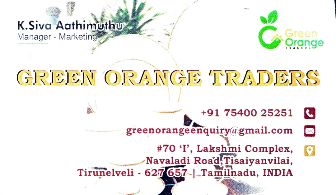 Visiting card store images of Green orange traders