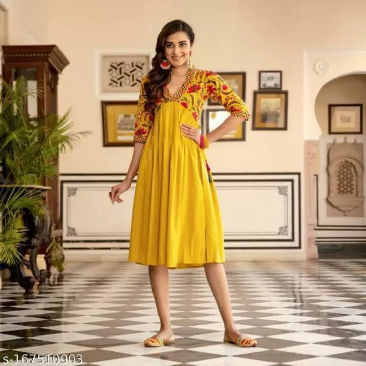 Women printed cotton reyon flared kurtas and plasos sets  uploaded by business on 11/15/2022