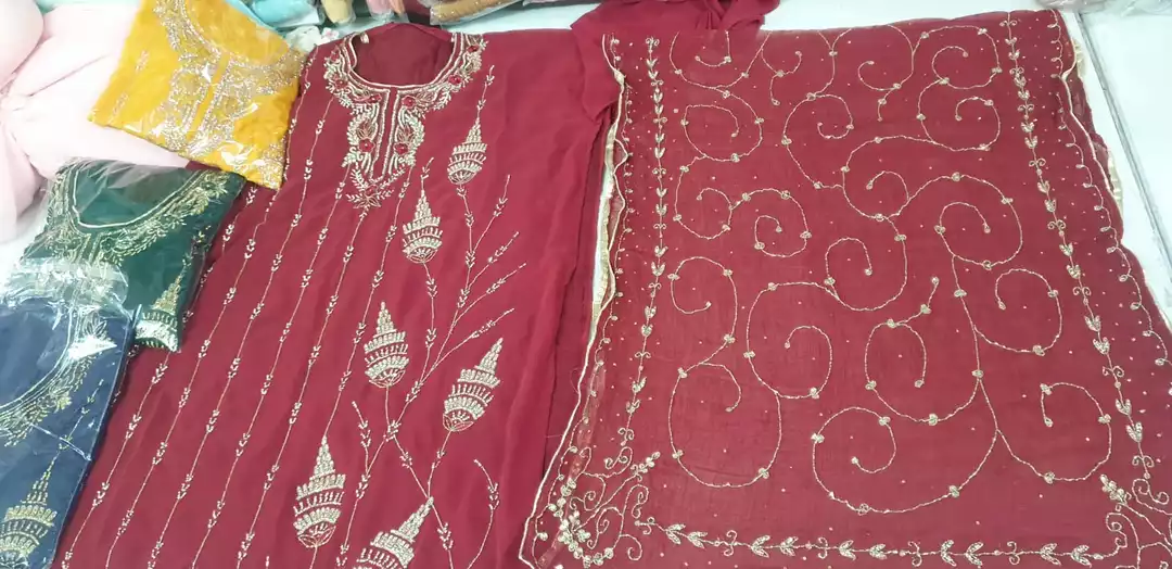 Hand work dress material  uploaded by N.T. ZARI HOUSE on 11/15/2022