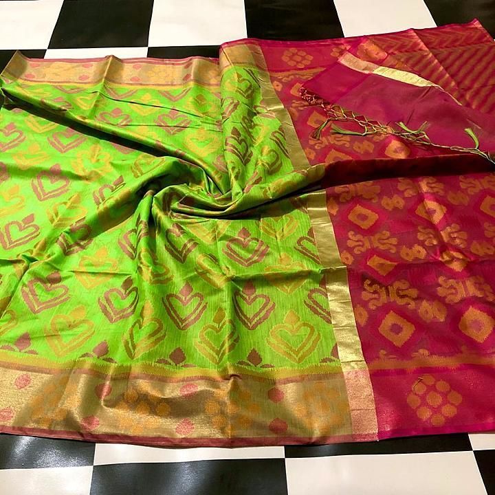 *Restocked on high Demand *

Ikkat silk with handloom weaving completely with contrast blouse  uploaded by Saishree collection  on 1/19/2021