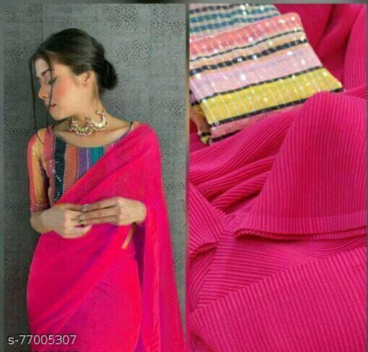 Post image This is very attractive crush saree with digital multiple sequence blouse 😍😍😍