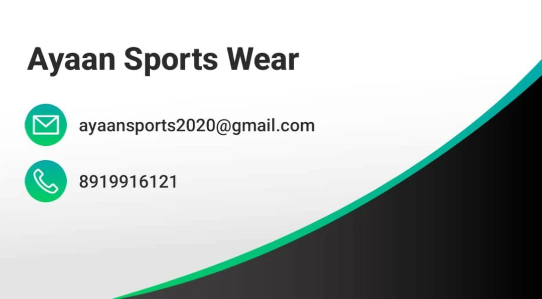 Visiting card store images of Ayaan sports wear