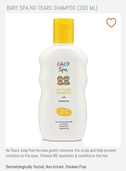 Baby spa no tears shampoo 200ml uploaded by India online Store on 1/20/2021